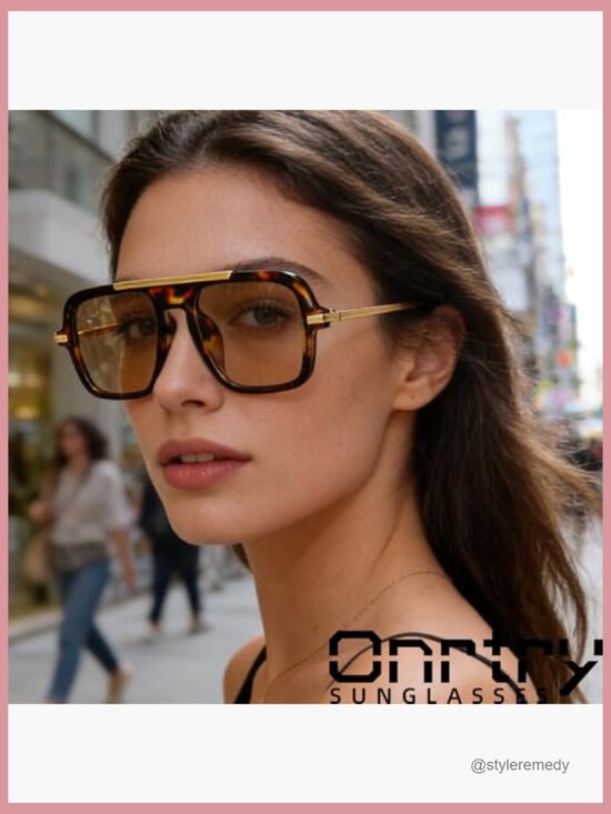 Retro Square Aviator Sunglasses Vintage Big Frame UV400 Protection main image 5